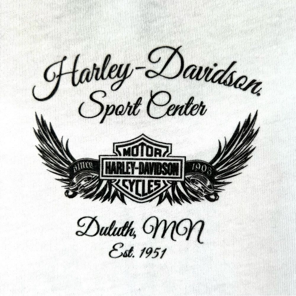 Harley Davidson Women's Winged Graphic Patriot Red White Jewel Biker Tee SZ L - Picture 6 of 14